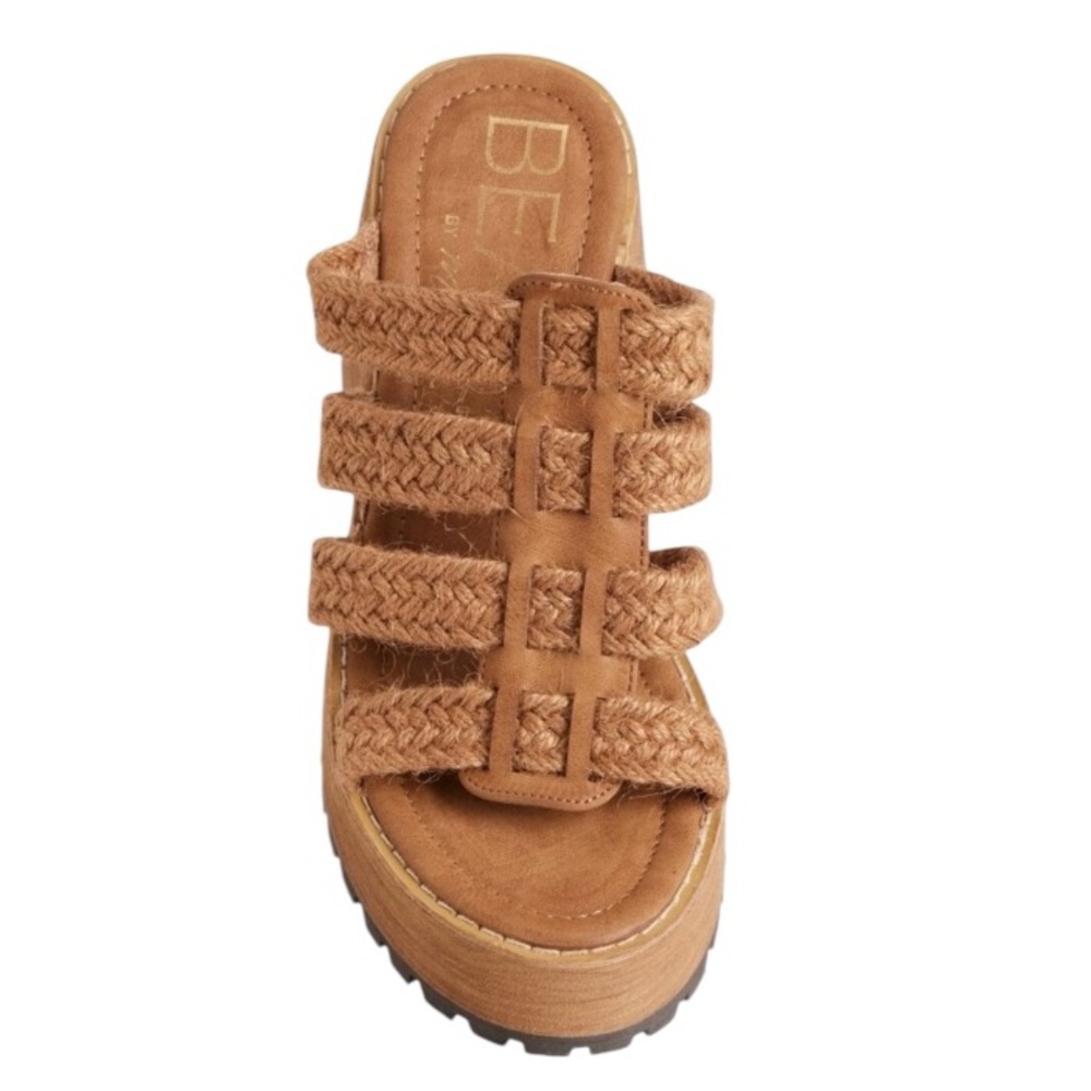 NIB BEACH BY MATISSE DAZE COGNAC BRAIDED JUTE PLATFORM SANDALS BOHO SIZE 10 - Picture 10 of 14